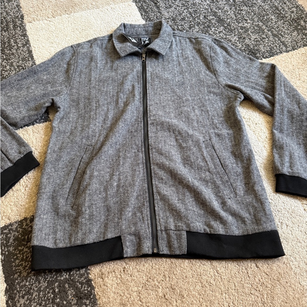 PX Clothing Men's Gray Zip-Up Light Weight Jacket- Size XL